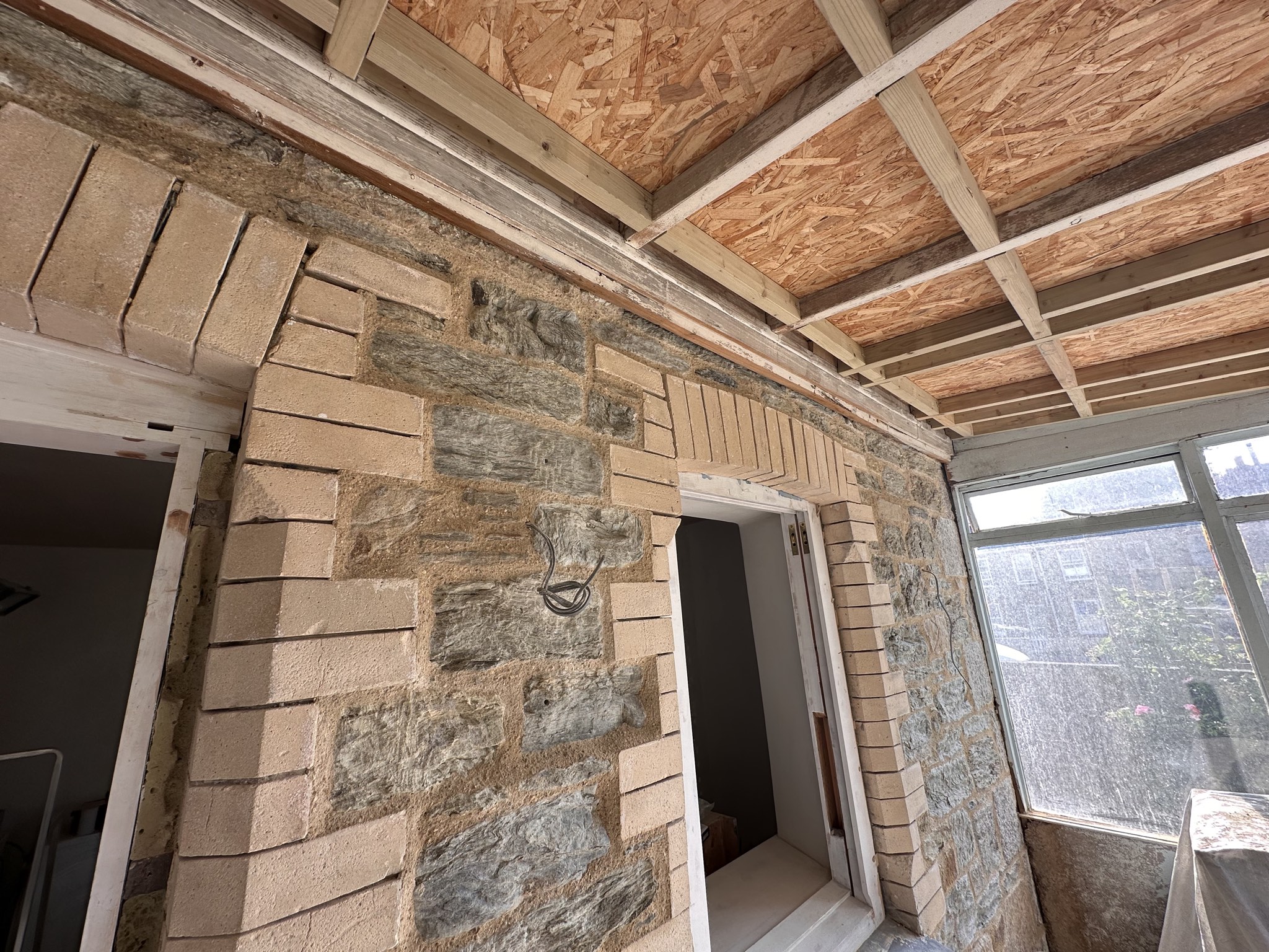 Home 18 interior wall rebuild brick quoins truro
